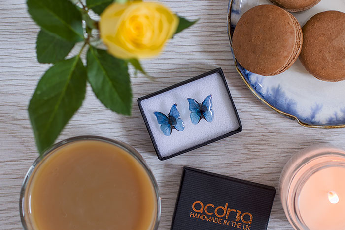 Blue Morpho Butterfly Studs