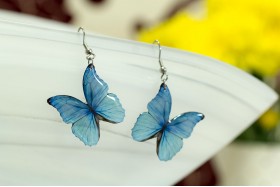 Blue morpho butterfly earrings 