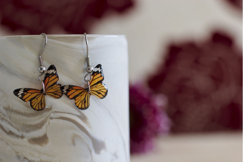 Monarch butterfly earrings