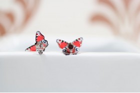 Peacock butterfly stud earrings